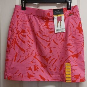 Rafaella Pink and Red Patterned Skort, Large Leaf Pattern "CARMINE ROSE" NWT  M